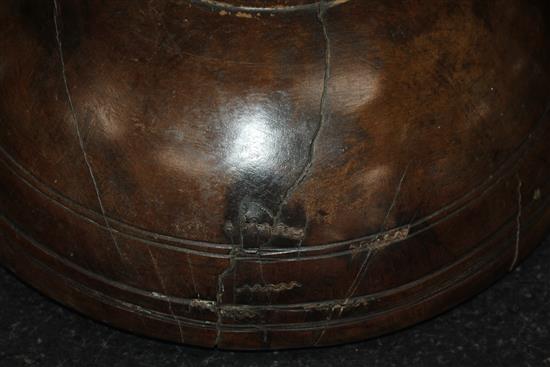 A 19th century turned fruitwood bowl, 14.25in.